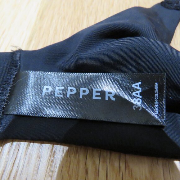 PEPPER Lace Lift Up Bra in Black Minimalist Comfort - Women's Size 38AA - Picture 13 of 13
